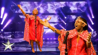 The winner of AGT 2024Maasai Surprise Simon cry when he heard Amazing Voice [upl. by Ennahgem]