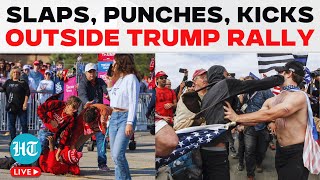 Donald Trump LIVE Massive Fight Breaks Out At Trumps Michigan Rally  Trump Rally  US Election [upl. by Ytinirt]