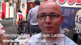 Demo of Telesteps 38m Telescopic Ladder  Live from Home Building and Renovating Show [upl. by Corby]