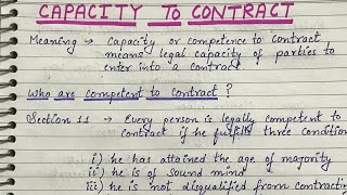 Capacity to Contract  Capacity of Parties  Indian contract act 1872 [upl. by Undine452]