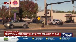 Pedestrian critically hurt in west Wichita crash [upl. by Ecydnarb255]