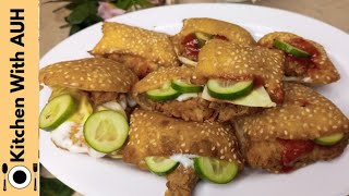 Chicken Zinger Pocket Recipe Tea time snacks subscribe kitchenwithauh [upl. by Esinereb460]