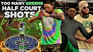 NBA 2K17 MyPARK  SO MANY GREENS MULTIPLE HALF COURT SHOTS amp CHITTO CAUGHT A BODY [upl. by Inaej]