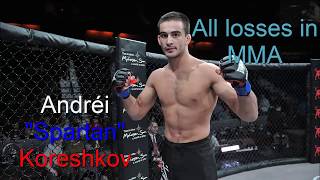 Andréi quotSpartanquot Koreshkov  ALL LOSSES IN MMA 2019  ANDRÉI KORESHKOV HIGHLIGHTS [upl. by Lenra190]