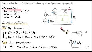 Reihenschaltung von Spannungsquellen vereinfachen  Quellspannung und Innenwiderstand [upl. by Corine]