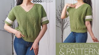 How to Crochet V Neck Top  Pattern amp Tutorial DIY [upl. by Gnuj]