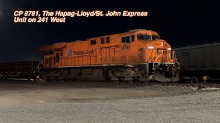 CP 8781 The HapagLloydSt John Express Unit Pulls 241 West Through CP’s WPG Yards Oct 1 2024 [upl. by Laehcimaj]