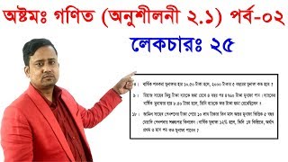 ২৫। অষ্টম শ্রেণির গণিতঃ দ্বিতীয় অধ্যায় অনুশীলনী ২১ মুনাফা পর্ব ০২ [upl. by Tann]