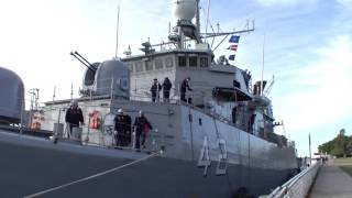 Corbeta P42 ARA Rosales de la Armada Argentina zarpando del puerto de Rosario 26052017 [upl. by Odnalor]