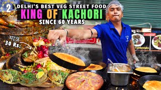 The ULTIMATE VEG Street Food of Delhi 60 YearsOld KACHORI KING amp KB Chaat Ke Moonglet Ep 2 [upl. by Bascomb124]