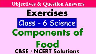 Components Of Food  Class  6 Science  Exercises amp Question Answers CBSE  NCERT Syllabus [upl. by Antonino]