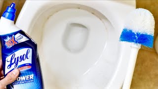 How To Clean a Toilet Bowl  with Lysol toilet bowl cleaner and brush [upl. by Enaitsirk]