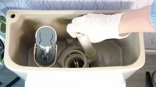 Caroma Maintenance How to replace the Outlet Valve on a Caroma Top Button One Piece Toilet [upl. by Yoc]