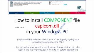 Patent Application in India capicomdll installation procedure in Windows PC  digital signature [upl. by Yensehc]