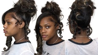 Messy Curled Updo  Messy Bun with Side Bang [upl. by Charline]