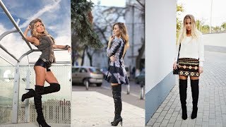 over knee boots lookbook [upl. by Olatha]