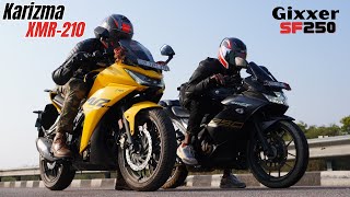 Hero Karizma XMR 210 vs Suzuki Gixxer SF 250 Drag Race [upl. by Goddord]