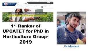 1st Ranker of UPCATET for PhD in Horticulture Group2019 Mr Rehan Azmi [upl. by Merriott]