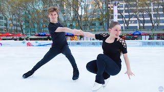 Oona BROWN amp Gage BROWN skate to ImagineDragons in Bryant Park 2023 Senior Rhythm Dance [upl. by Esylle662]