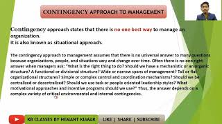 Contingency Approach to Management  managerial process and behaviour  BCOM  BBA MBA [upl. by Frear]