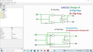 12Logisim Lab Design of  D Flip flop ampamp JK Flip Flops شرح بالعربى [upl. by Schumer]