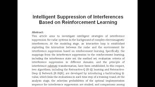 Intelligent Suppression of Interferences Based on Reinforcement Learning [upl. by Il711]