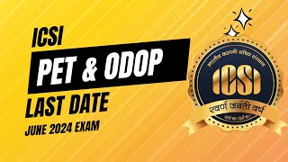 ICSI ANNOUNCEMENT ON PRE TEST AND ODOP FOR JUNE 2024 EXAM [upl. by Niamrahc261]