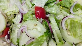 GREEN SALAD RECIPE  Healthy Lettuce Salad and Salad Dressing in 5 Minutes [upl. by Enelehs117]