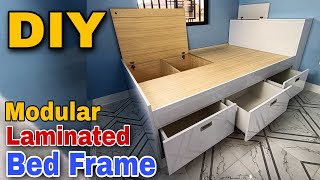 DIY  Paano Gumawa ng Double size Bed frame with Drawers and Storage  Modular Bed Frame  chitman [upl. by Bellanca]