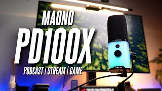 Awesome RGB Streaming and Gaming Microphone with XLR Maono PD100X Review [upl. by Fontes]