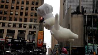 Pillsbury Doughboy balloon in Times Square for Macys Parade [upl. by Ennirac70]