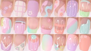 DIY 20 SPRING NAIL DESIGNS  pastel nail art compilation using spring nail polish colors 2023 [upl. by Travers]