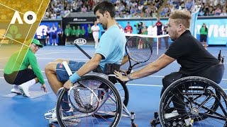 Novak Djokovic plays wheelchair tennis  Australian Open 2017 [upl. by Ennairol956]