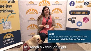 Responsive Classroom Course Testimonial Allie [upl. by Almira789]