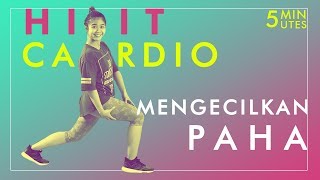 Cuma 5 Menit  Cara Mengecilkan Paha Dengan Gerakan HIIT Cardio Workout [upl. by Llesirg680]