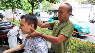 ASMR 2 Strong and funny street barber massage [upl. by Anwad]