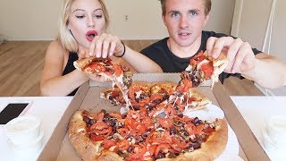 EXTRA CHEESY PIZZA MUKBANG eating show [upl. by Enitsrik]