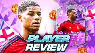 90 ULTIMATE BIRTHDAY EVOLUTION RASHFORD PLAYER REVIEW  FC 24 Ultimate Team [upl. by Annairdua]