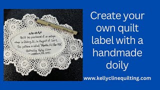 Create a QUILT LABEL with a crocheted doily [upl. by Mariel]