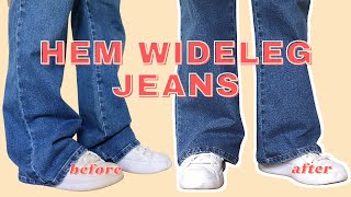 How to Hem Flared Jeans with Original Hem  LYDIA NAOMI [upl. by Ettenahs]