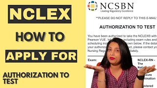 Authorization To Test FOR NCLEXRN  USA  HOW TO APPLY FOR PEARSON VUE  Next Generation NCLEX RN [upl. by Tade]