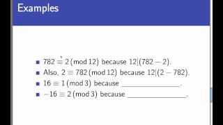 Integer congruence Screencast 313 [upl. by Otrevlig]