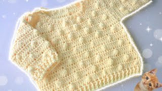 JERSEY PARA BEBÉ EN PUNTO POPCORN A CROCHET [upl. by Tonneson]