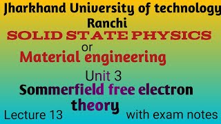 Somerfield free elecctron theory [upl. by Hadsall]