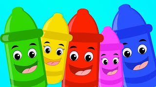 Five Little Crayons Nursery Rhyme And Learning Video For Kids [upl. by Ahsym917]