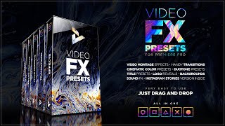 FX Presets Pack for Premiere Pro  Effects Transitions Titles Duotones LUTS and more [upl. by Coray]