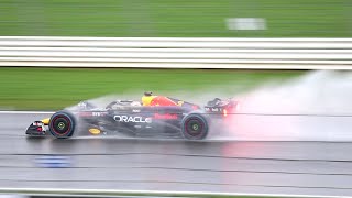 Max Verstappen testing the new Red Bull RB20 at Silverstone [upl. by Sioled655]