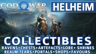 God of War  Helheim All Collectible Locations Ravens Chests Artefacts Shrines  100 [upl. by Anigar]