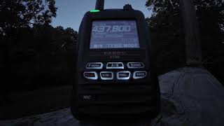 Evening ISS contacts listening in with the Yaesu FT5DR handheld amp rubber duck ant 91724 [upl. by Lezned]