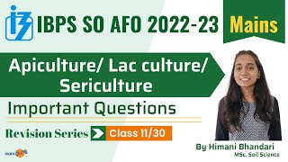 IBPS AFO Mains 202223 I Most Important Questions of Apiculture Lac culture Sericulture [upl. by Jasmin]